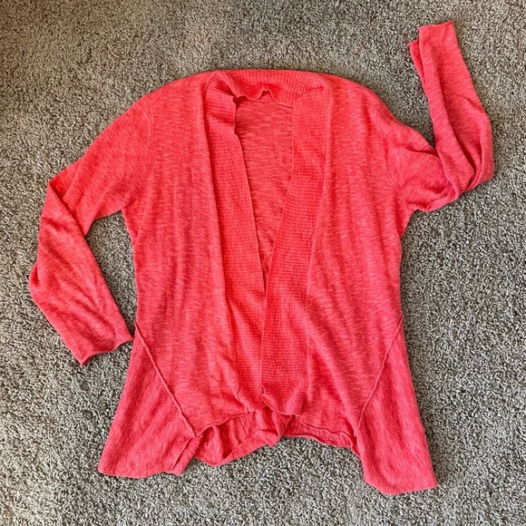 Eileen Fisher Linen Cotton Melon Pink Open Cardigan Sweater sz M - Picture 1 of 10